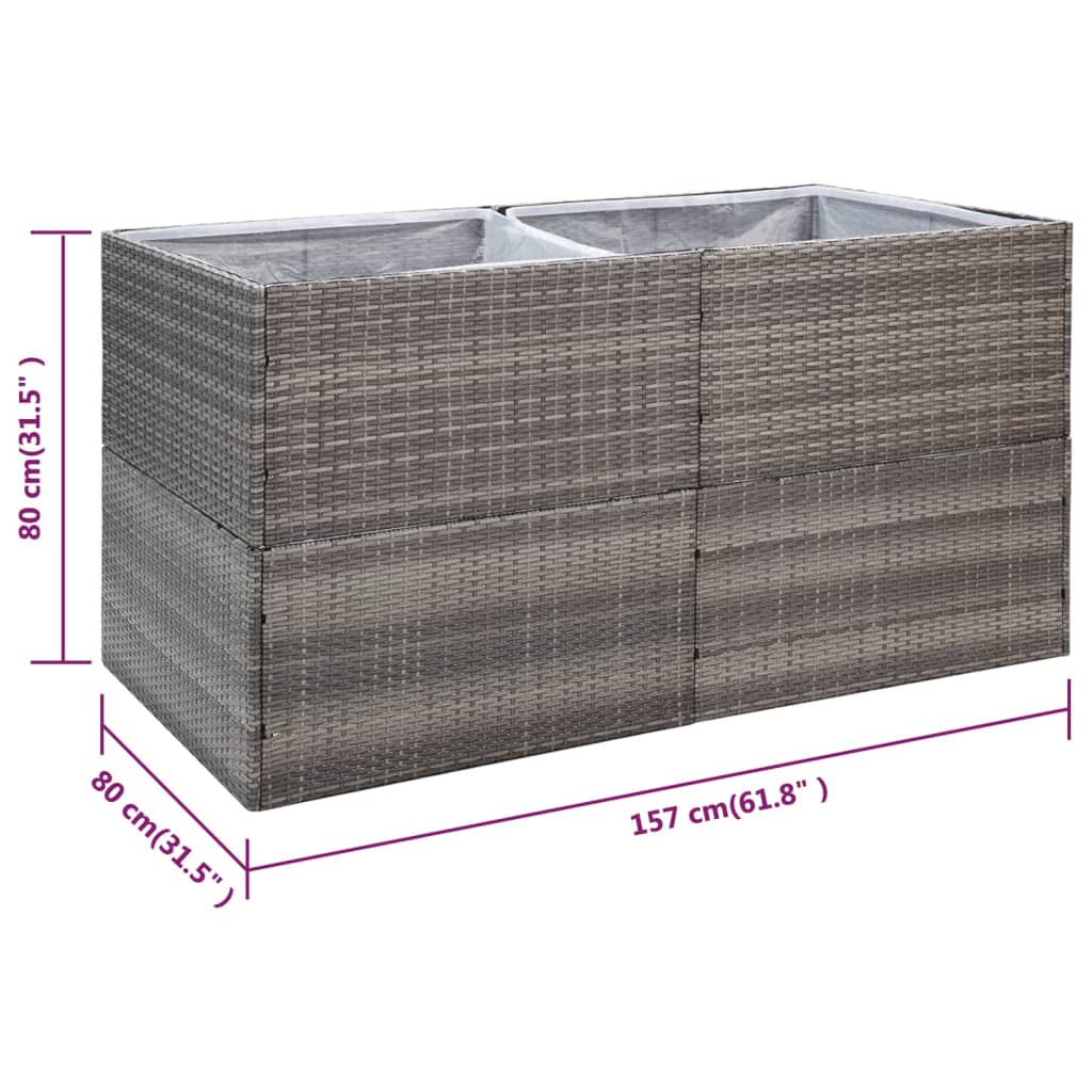 Fioriera da Giardino Grigia 157x80x80 cm in Polyrattan | homemem39