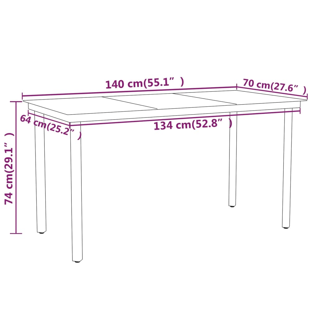 Set da Pranzo da Giardino 7 pz Nero | homemem39