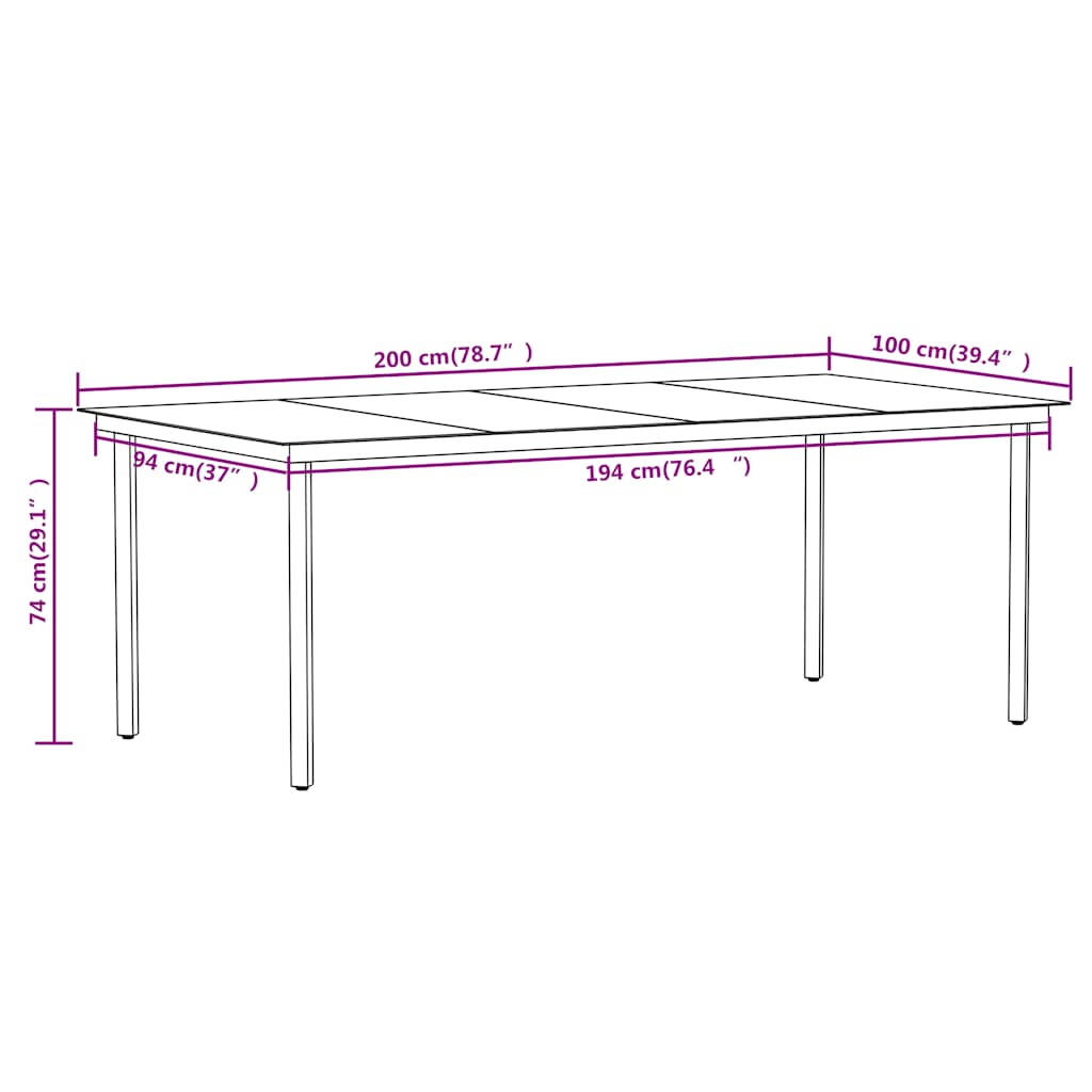 Set Mobili da Pranzo per Giardino 7 pz Nero | homemem39