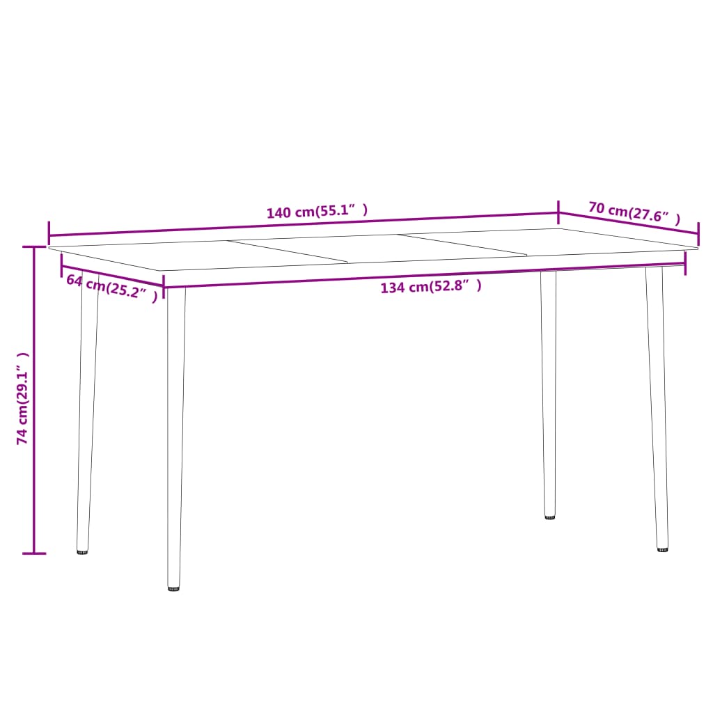 Set Mobili da Pranzo per Giardino 7 pz Nero | homemem39