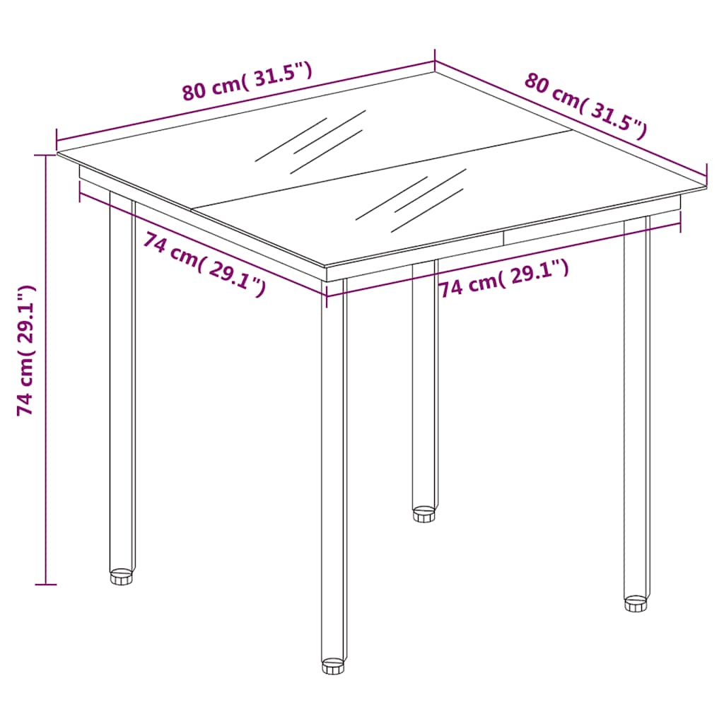 Set da Pranzo da Giardino 3 pz Nero in Rattan PVC | homemem39