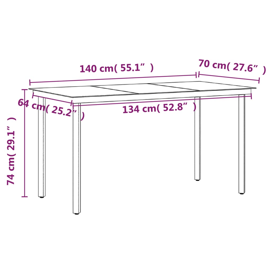 Set da Pranzo da Giardino 7 pz con Cuscini Grigio e Nero | homemem39