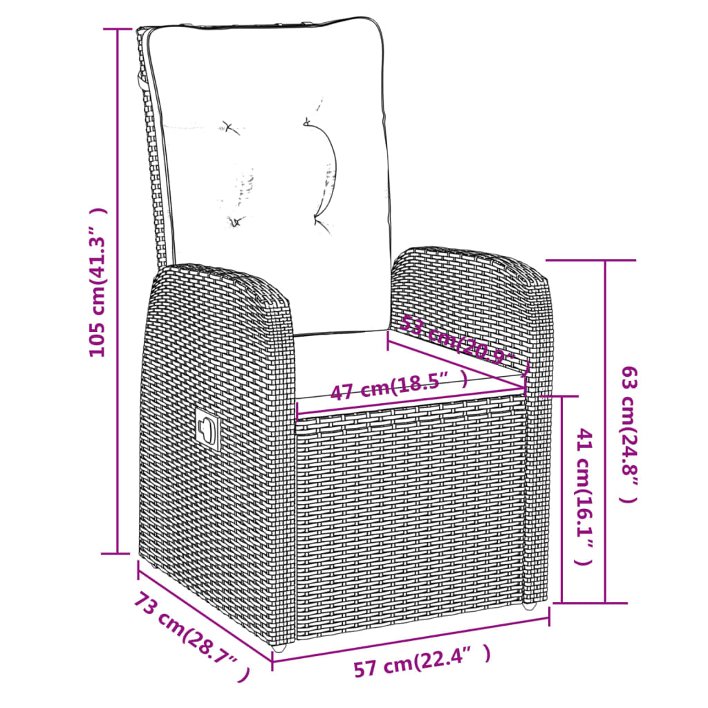 Set da Pranzo da Giardino 7 pz con Cuscini Nero - homemem39