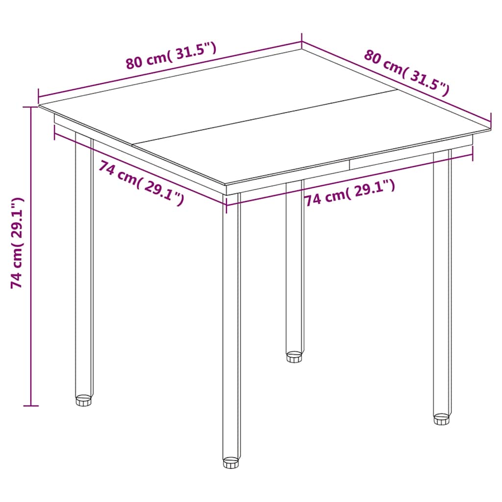 Set da Pranzo da Giardino 5 pz e Cuscini in Polyrattan Nero | homemem39