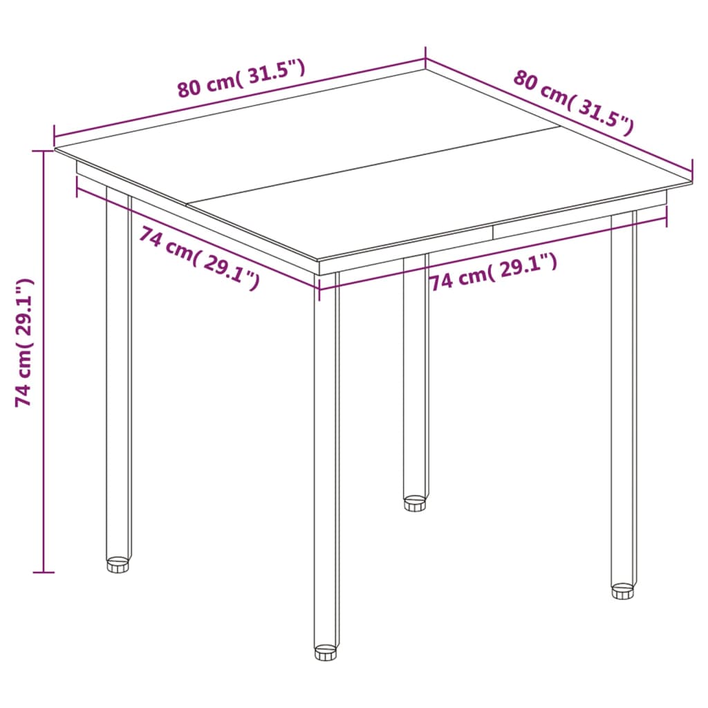 Set da Pranzo per Giardino 5 pz con Cuscini Polyrattan e Vetro | homemem39