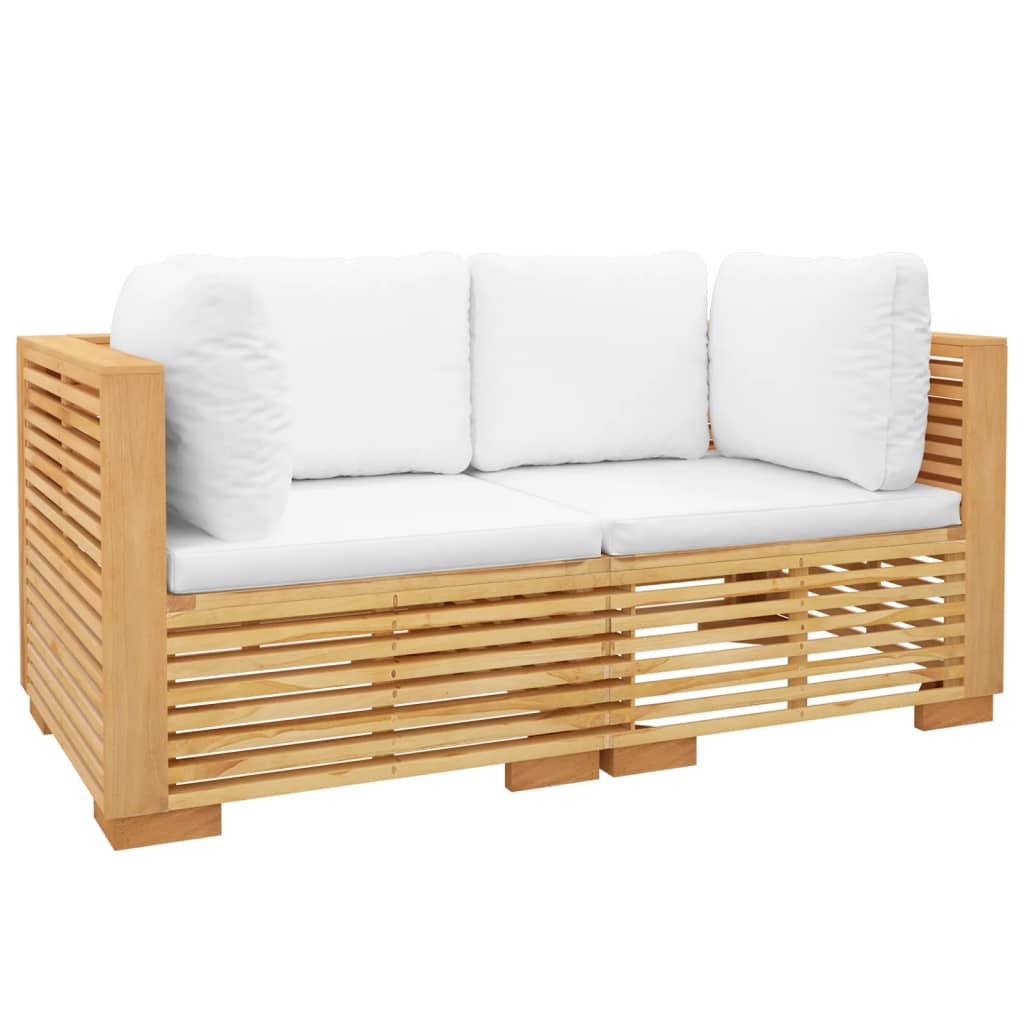 Divani Angolari da Giardino con Cuscini 2pz Legno Massello Teak | homemem39