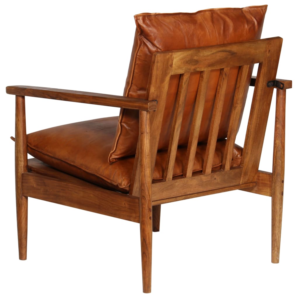 Set Divani 3 pz in vera Pelle e Legno Massello Acacia Marrone | homemem39
