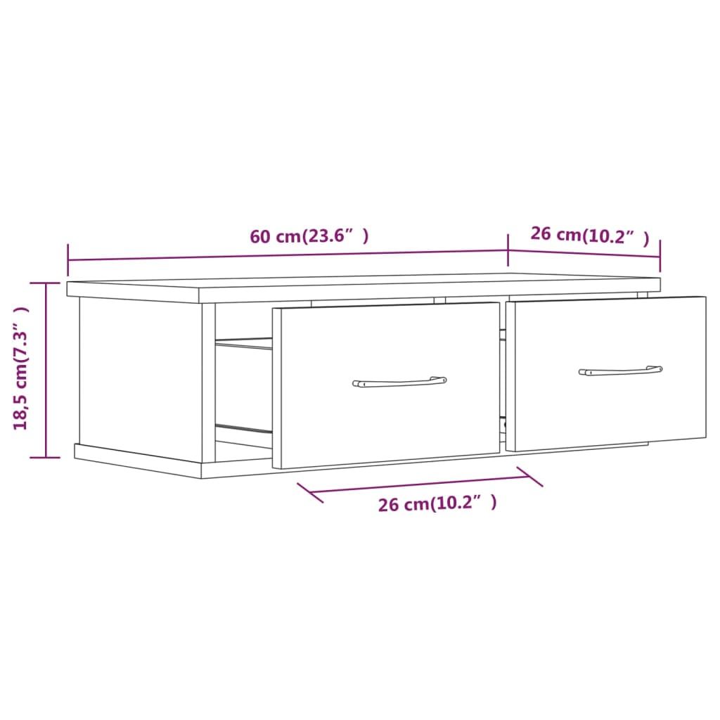 Armadietto Parete Rovere Fumo 60x26x18,5cm Legno Ingegnerizzato | homemem39