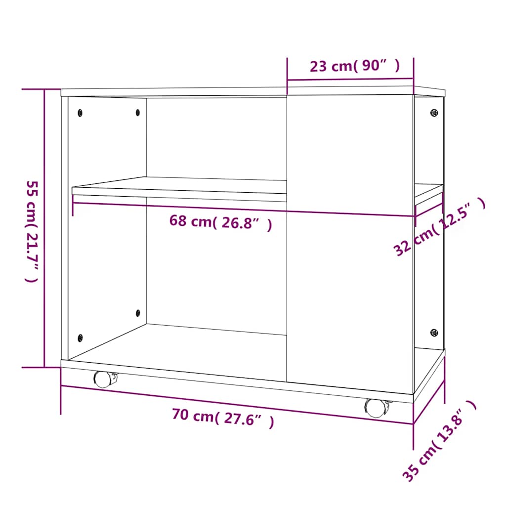 Tavolino da Salotto Grigio Sonoma 70x35x55 cm Legno Multistrato