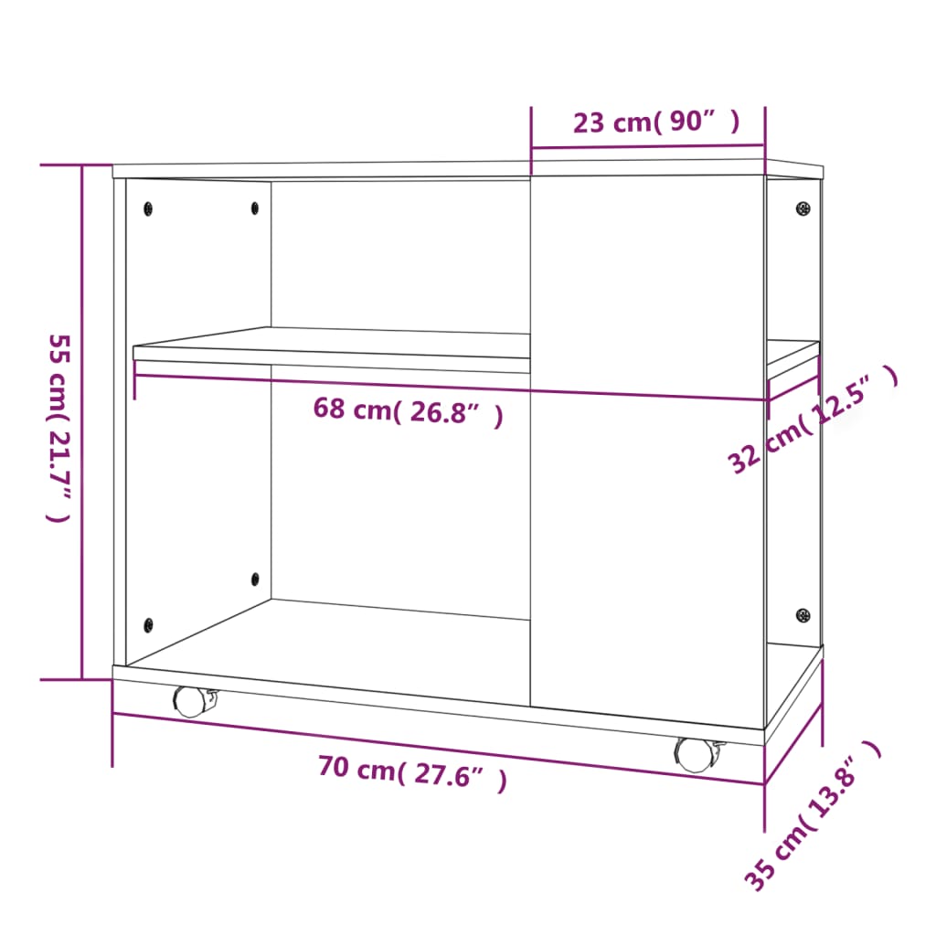 Tavolino da Salotto Rovere Marrone 70x35x55cm Legno Multistrato | homemem39