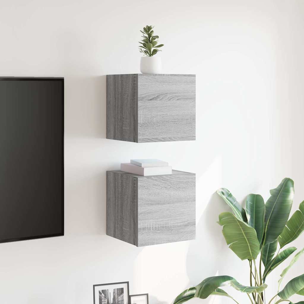 Armadietti TV Montati a Parete 2pz 30,5x30x30 cm