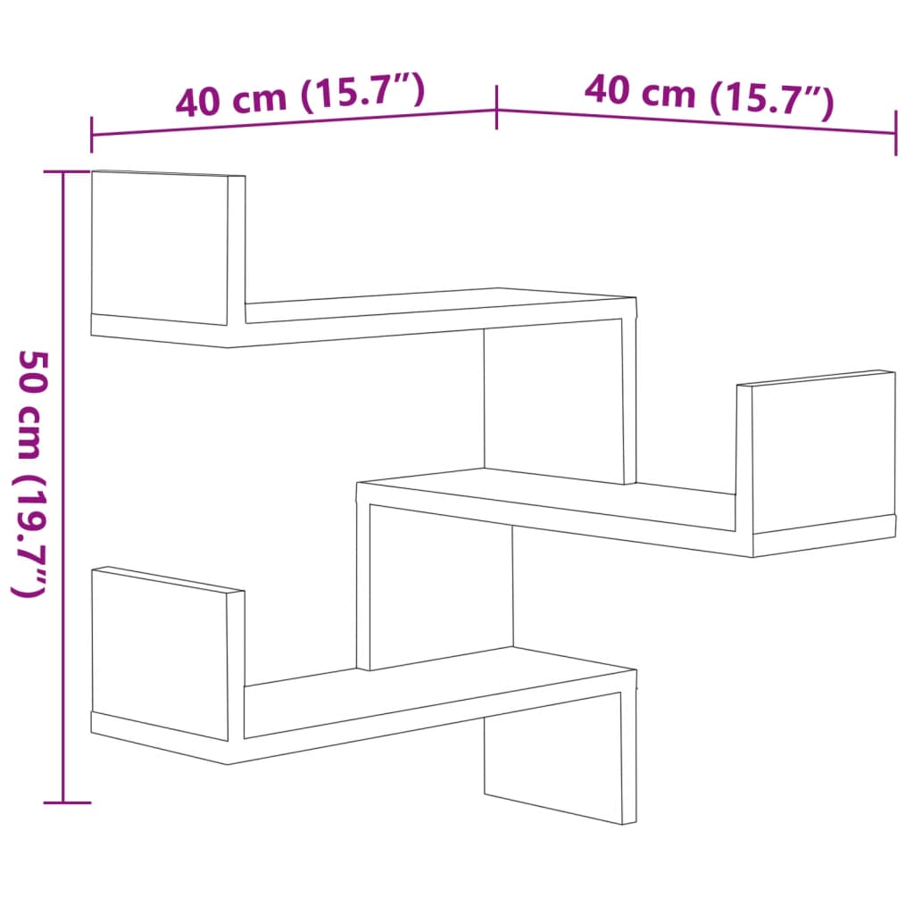 Scaffale Parete Angolo Rovere Anticato 40x40x50cm Multistrato | homemem39