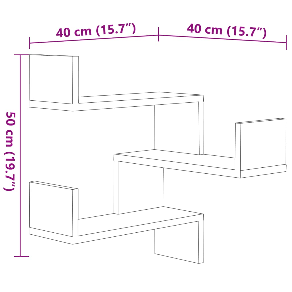 Scaffale Parete Angolo 2pz Grigio Sonoma 40x40x50cm Multistrato | homemem39