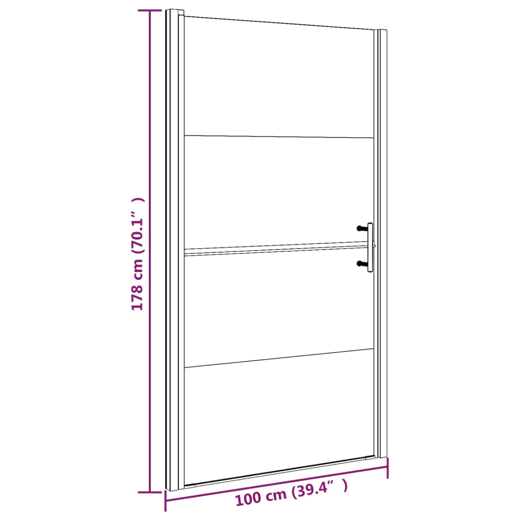 Parete Doccia 100x178 cm Vetro Temperato Semi Smerigliato Nero