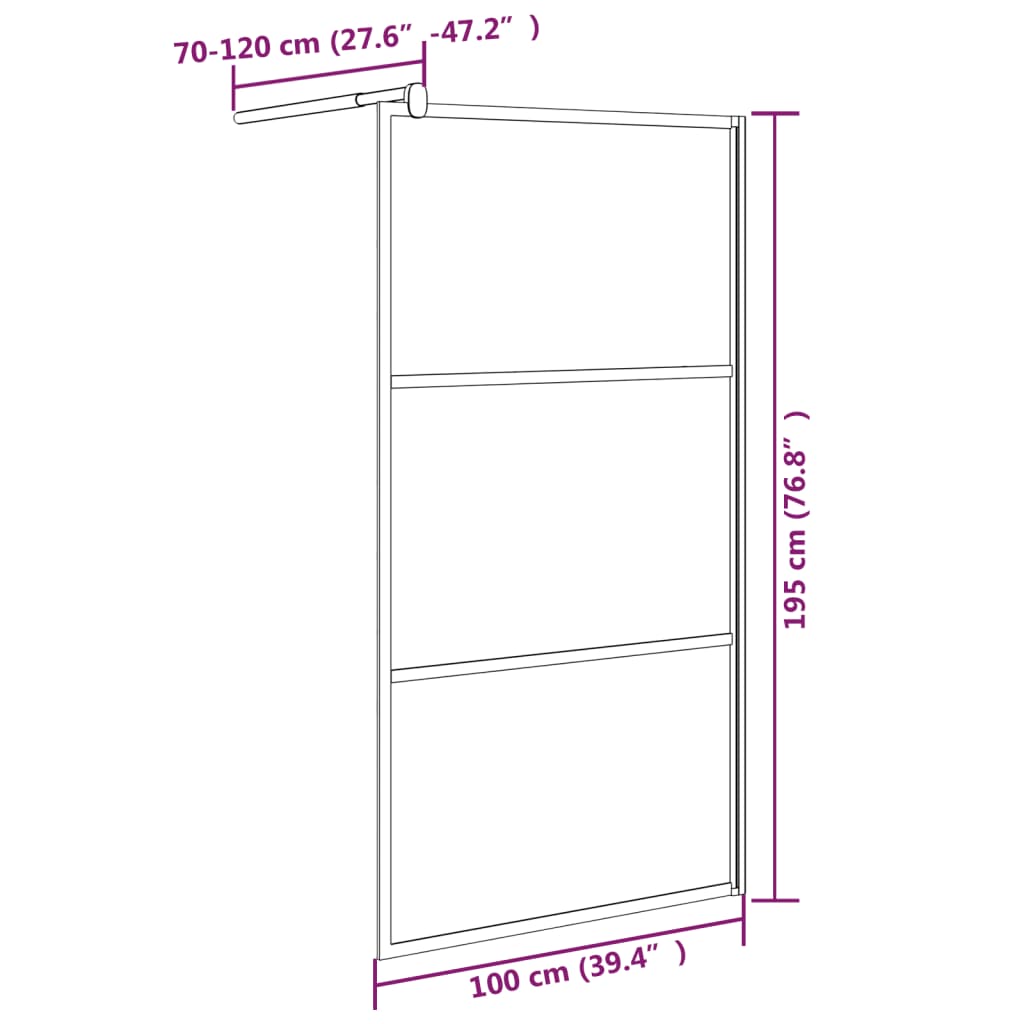Parete Doccia Walk in 100x195 cm Vetro ESG Design Pietre Nero | homemem39