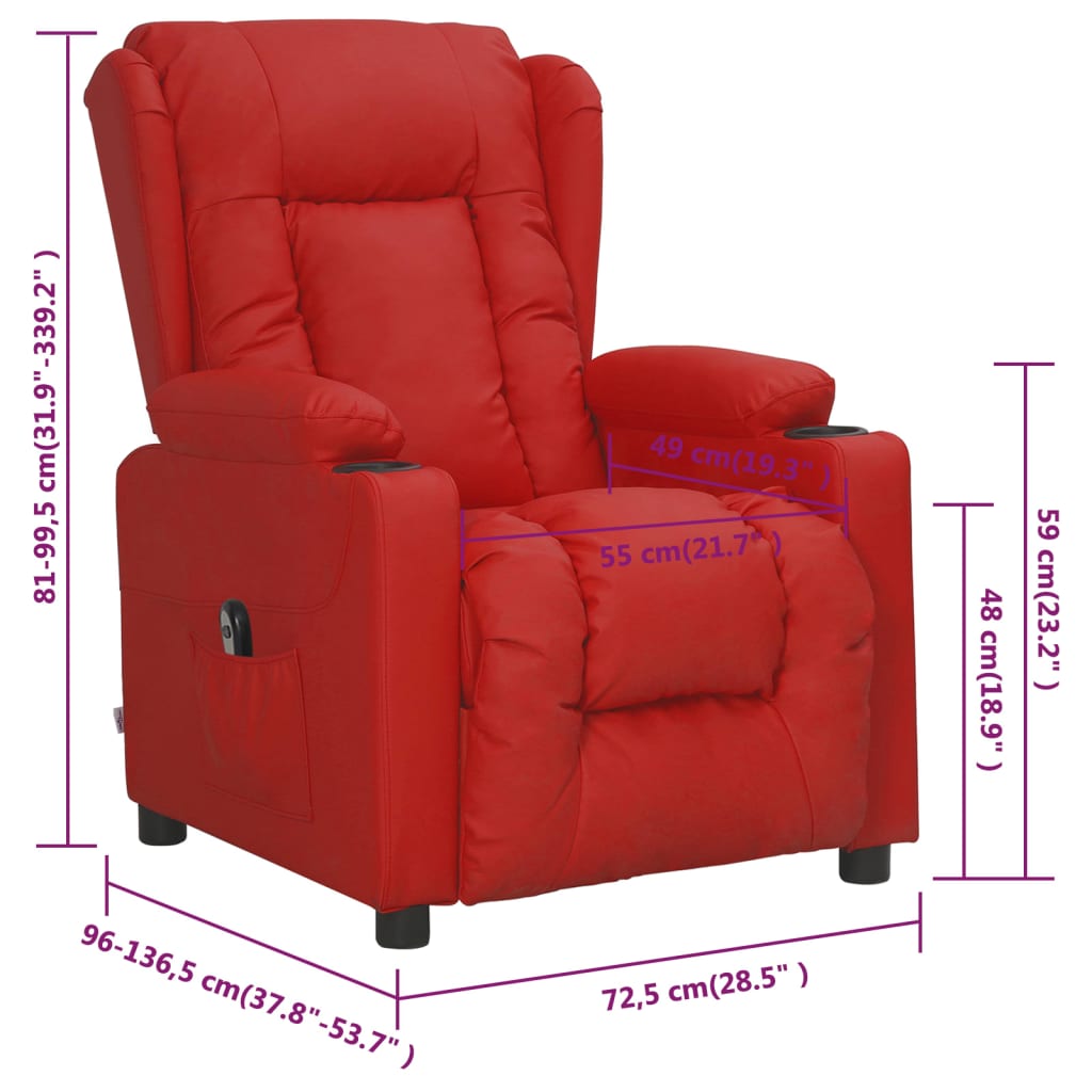 Poltrona Reclinabile Elettrica Rosso Vino in Similpelle | homemem39