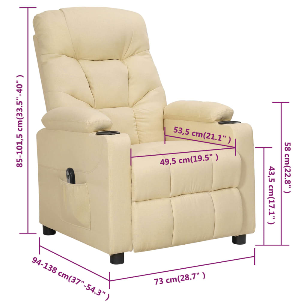Poltrona Elettrica Reclinabile Crema in Tessuto | homemem39