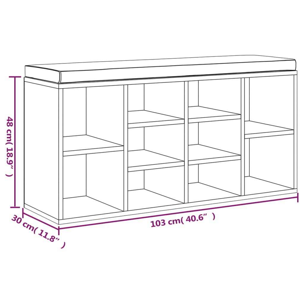 Scarpiera Nera 103x30x48 cm in Legno Multistrato | homemem39