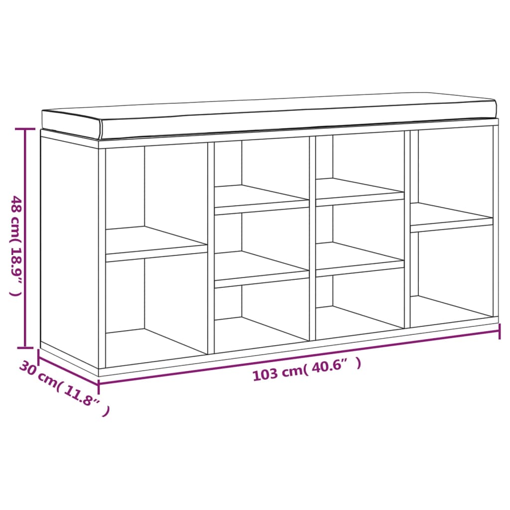 Scarpiera Rovere Fumo 103x30x48 cm in Legno Multistrato | homemem39