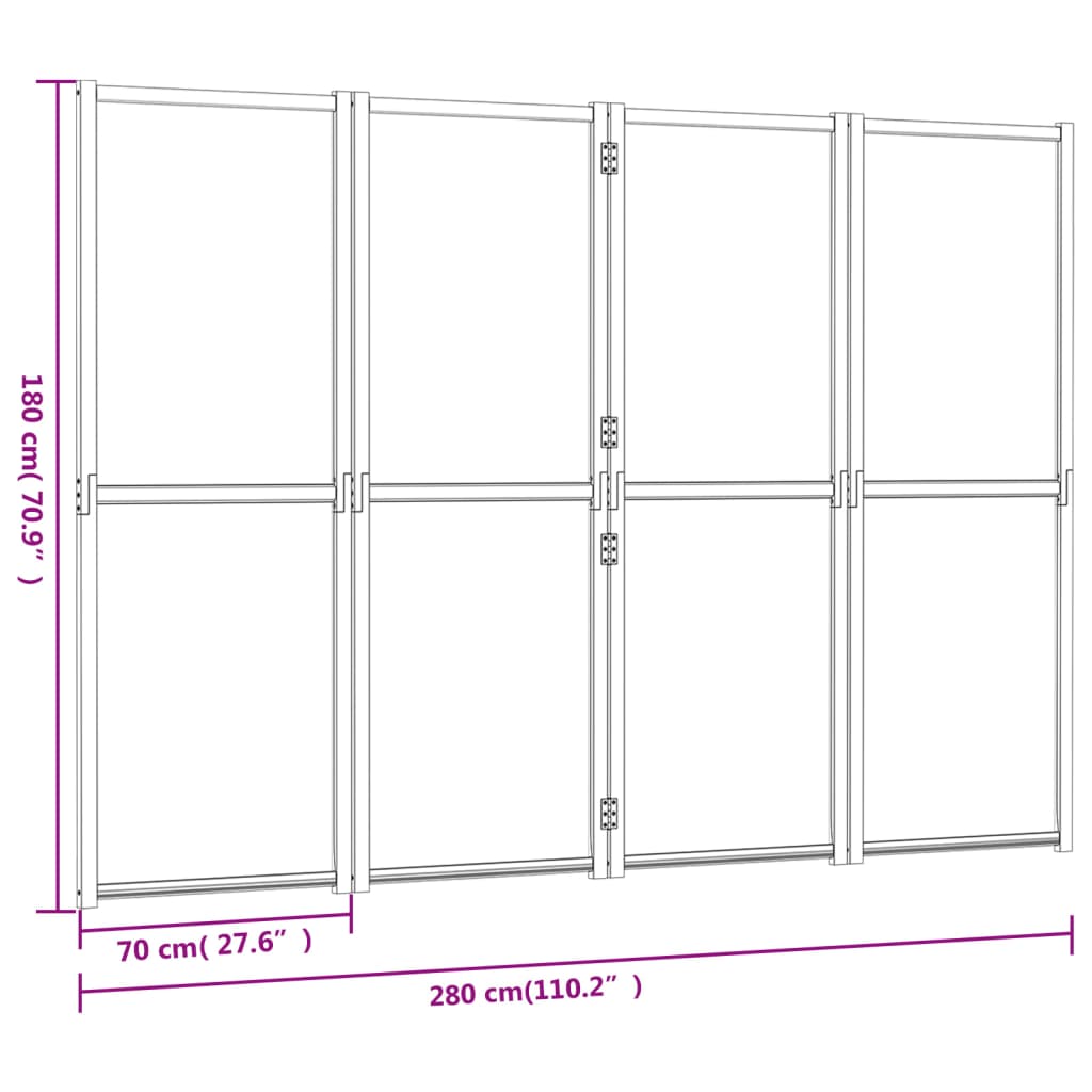 Paravento a 4 Pannelli Nero 280x180 cm | homemem39