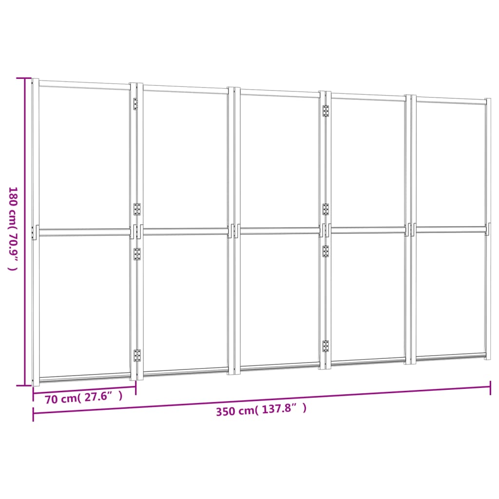 Divisorio a 5 Pannelli Bianco Crema 350x180 cm | homemem39