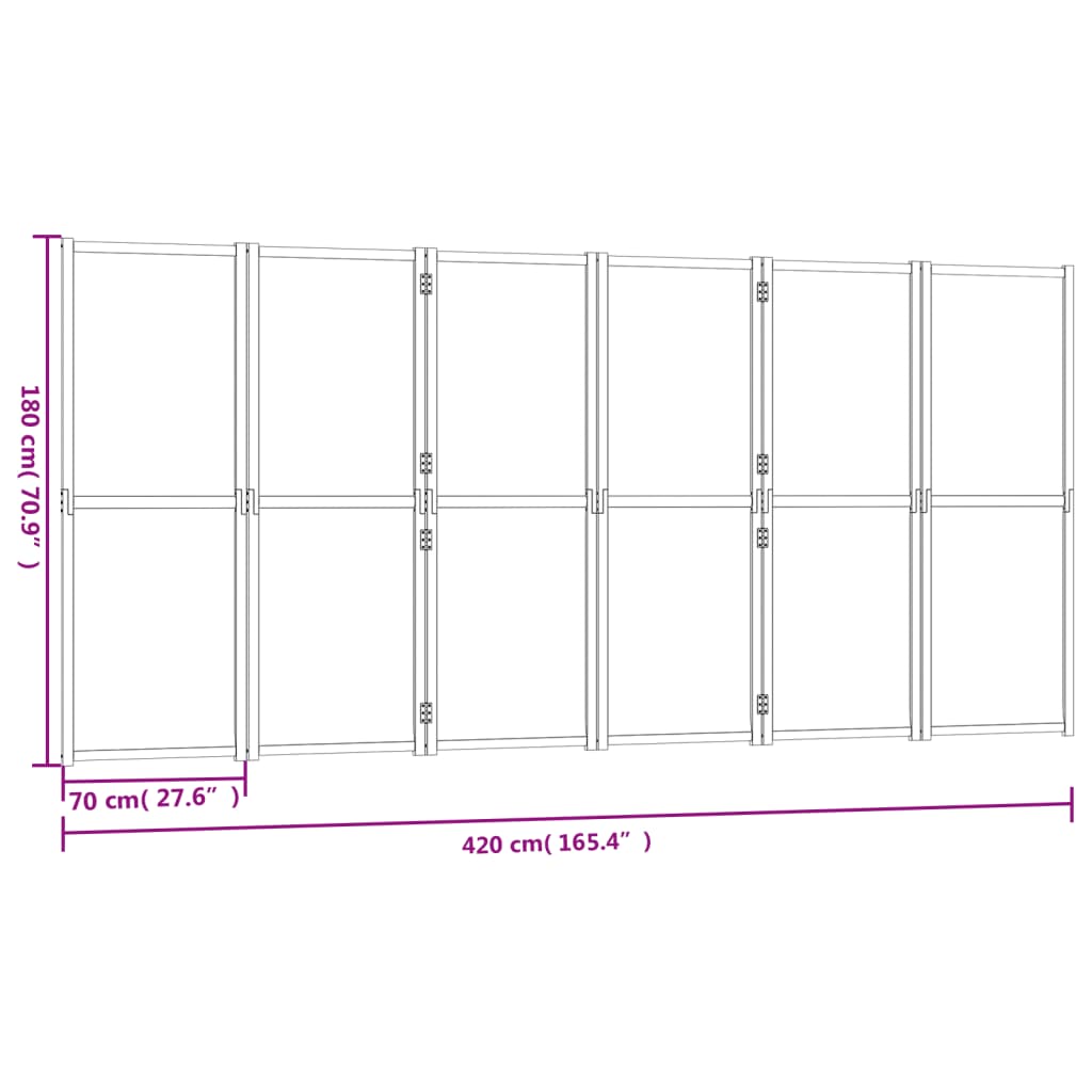 Divisorio a 6 Pannelli Bianco Crema 420x180 cm | homemem39