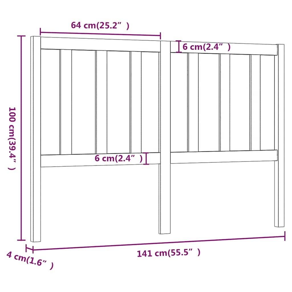 Testiera per Letto ambra 141x4x100 cm in Legno Massello di Pino | homemem39
