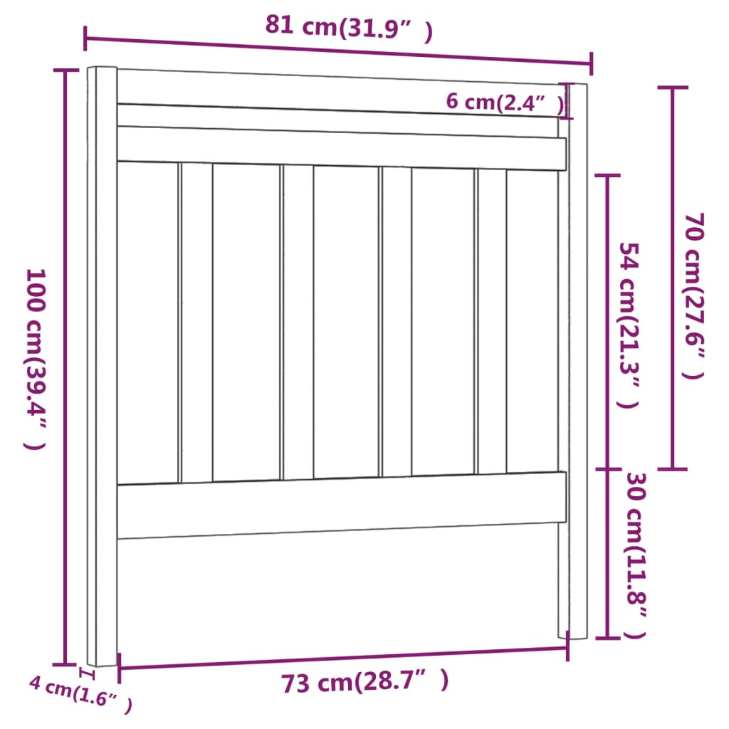 Testiera per Letto Nera 81x4x100 cm in Legno Massello di Pino | homemem39
