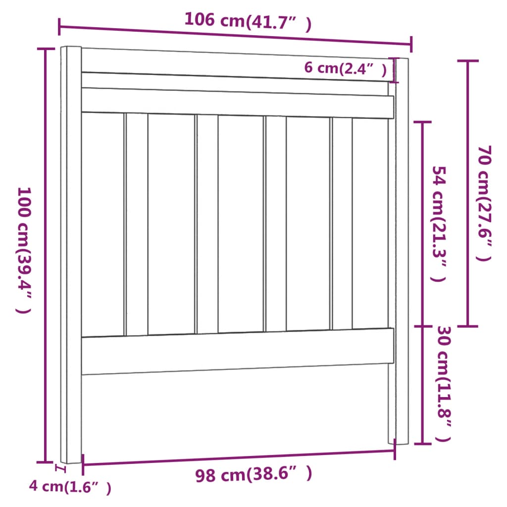 Testiera per Letto ambra 106x4x100 cm in Legno Massello di Pino | homemem39