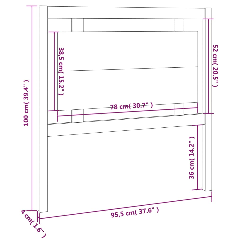 Testiera per Letto ambra 95,5x4x100cm in Legno Massello di Pino