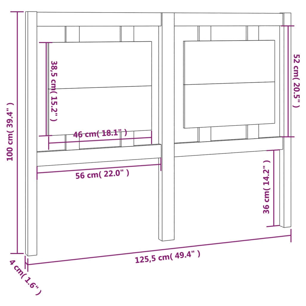Testiera per Letto ambra 125,5x4x100 cm Legno Massello di Pino | homemem39