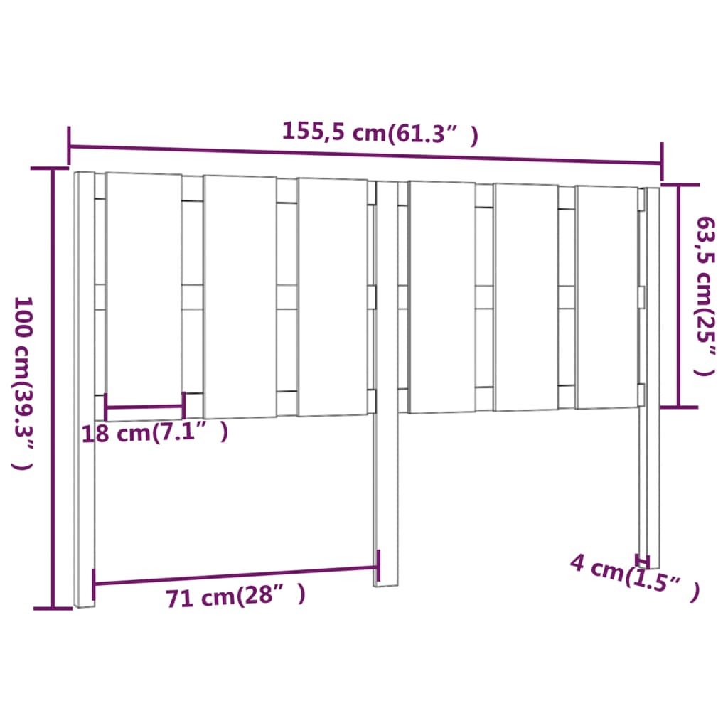 Testiera per Letto ambra 155,5x4x100 cm Legno Massello di Pino | homemem39