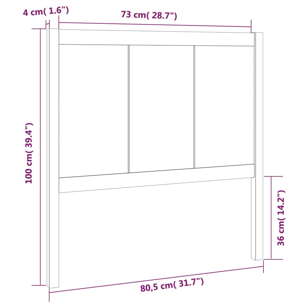Testiera per Letto Grigia 80,5x4x100 cm Legno Massello di Pino | homemem39