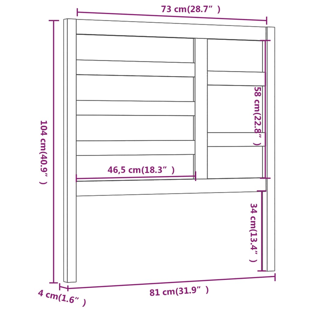 Testiera per Letto ambra 81x4x104 cm in Legno Massello di Pino | homemem39