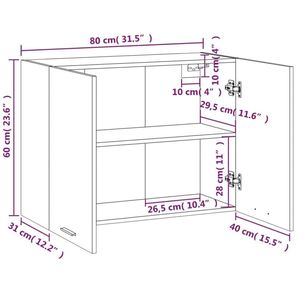 Mobile Pensile “Lyon” Grigio Sonoma 80x31x60 cm | homemem39