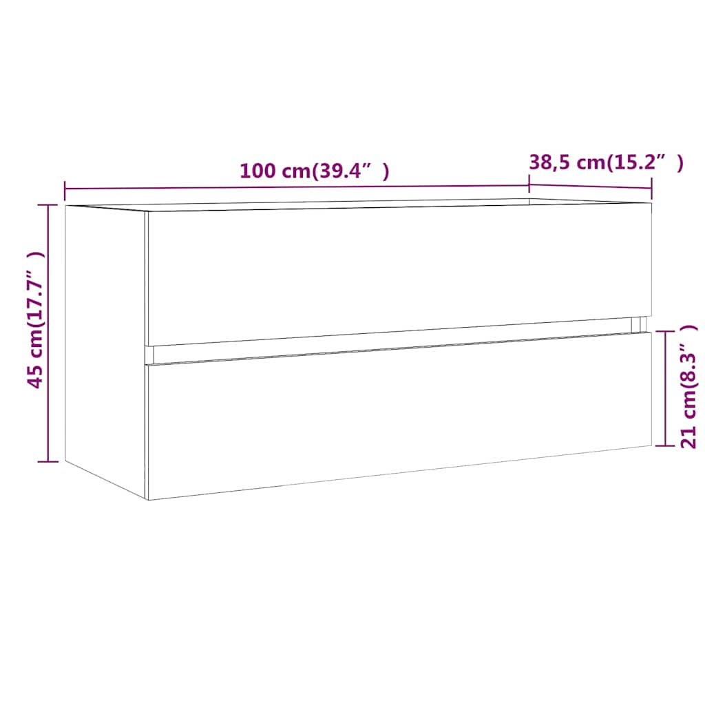 Mobile Lavabo Rovere Fumo 100x38,5x45 cm Legno Multistrato