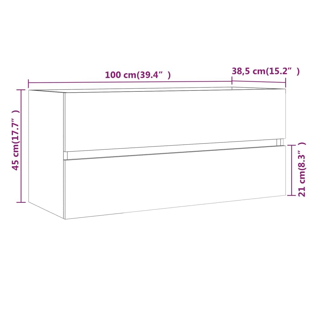 Mobile Lavabo Grigio Sonoma 100x38,5x45 cm in Legno Multistrato | homemem39