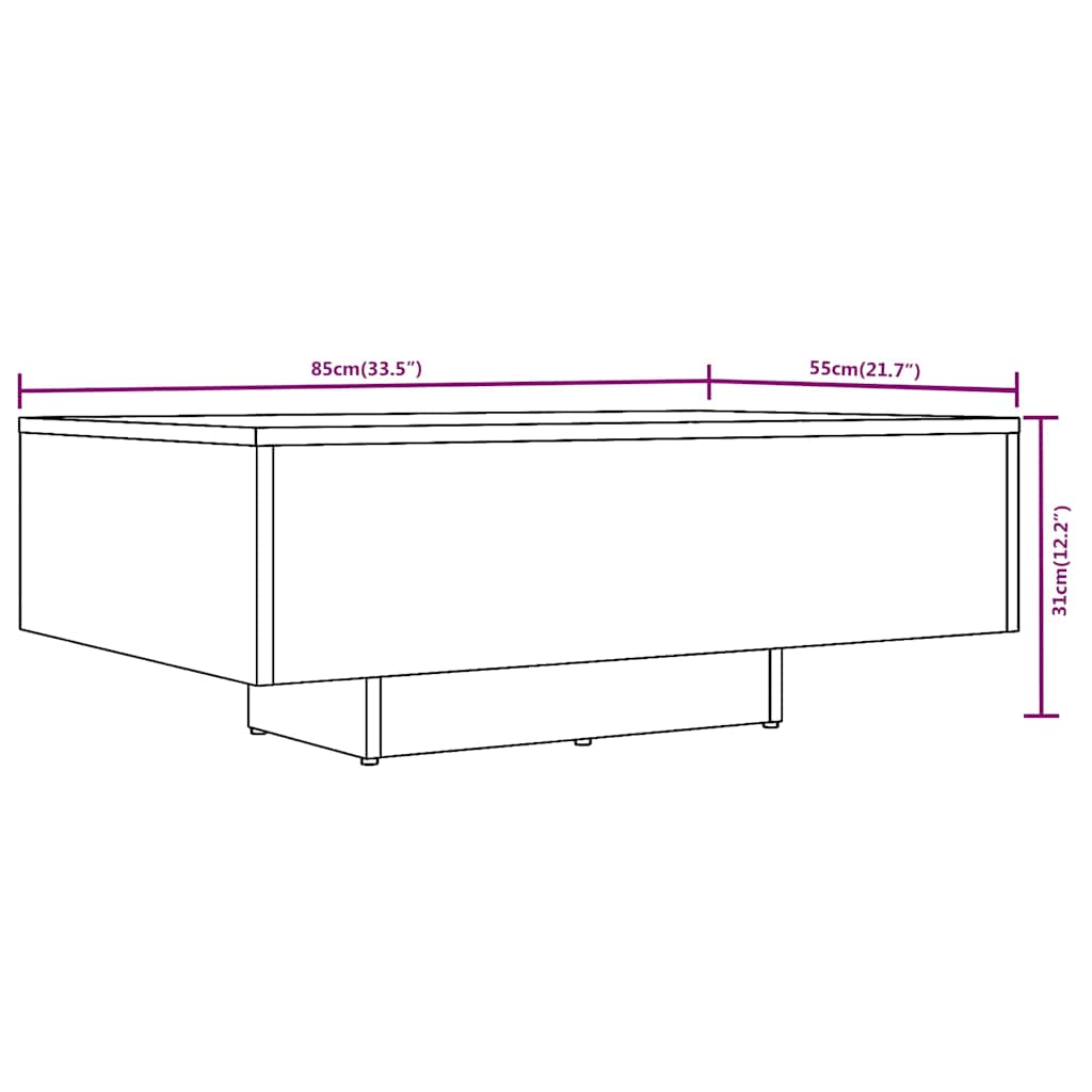 Tavolino da Salotto Rovere Fumo 85x55x31cm in Legno Multistrato
