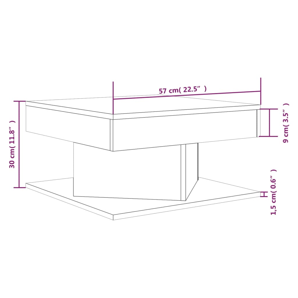 Tavolino da Salotto Grigio Sonoma 57x57x30 cm Legno Multistrato | homemem39