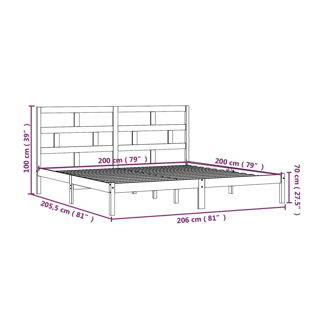 Giroletto Bianco in Legno Massello di Pino 200x200 cm | homemem39