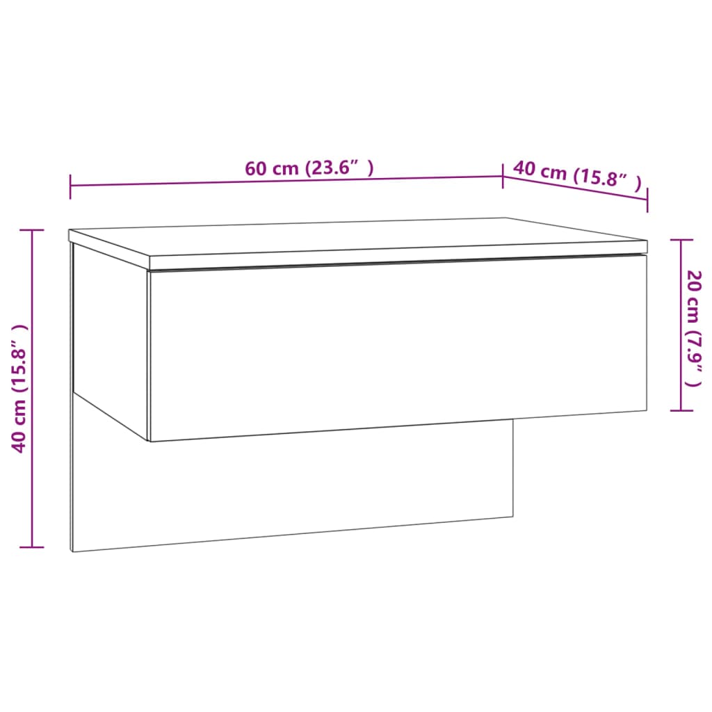 Comodini a Muro 2 pz Grigio Cemento | homemem39