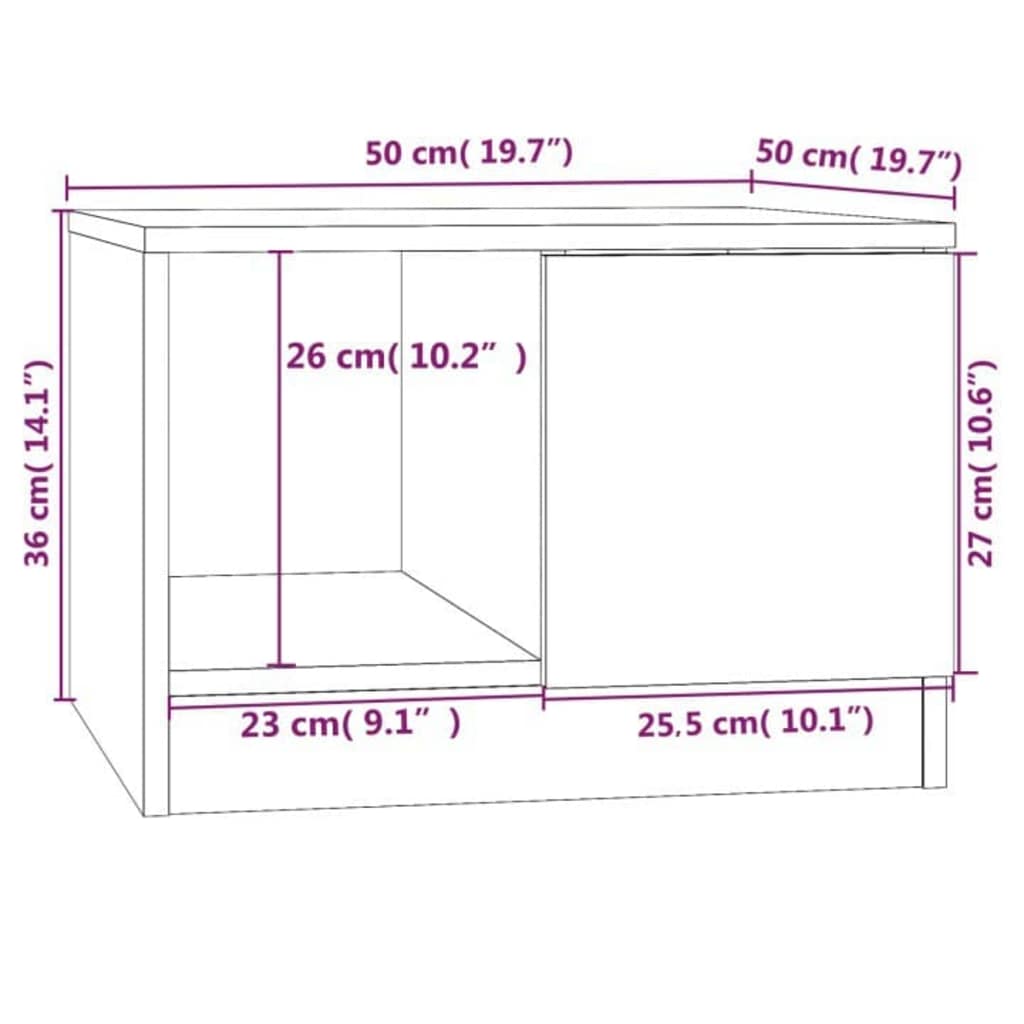 Tavolino da Salotto Rovere Sonoma 50x50x36 cm Legno Multistrato