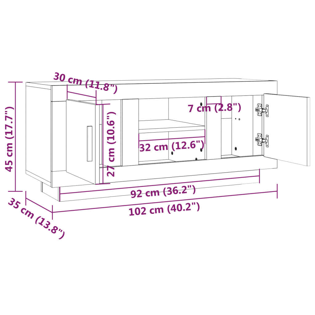 Mobile TV Grigio Sonoma 102x35x45 cm in Legno Multistrato | homemem39