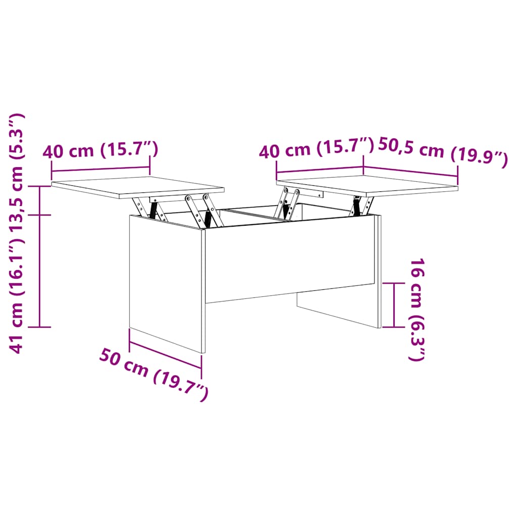 Tavolino Salotto Bianco Lucido 80x50x42,5 cm Legno Multistrato