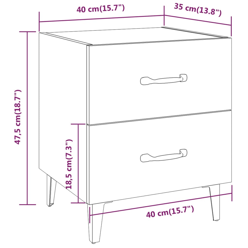Comodino Rovere Fumo 40x35x47,5 cm | homemem39