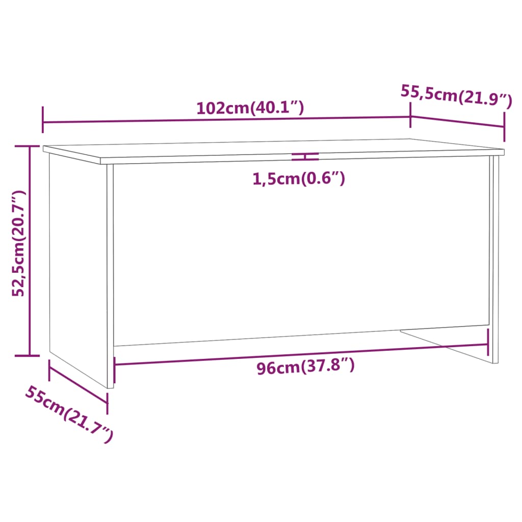 Tavolino Grigio Sonoma 102x55,5x52,5 cm in Legno Multistrato | homemem39