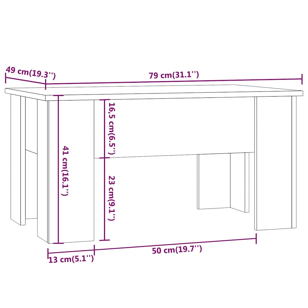 Tavolino da Salotto Rovere Fumo 79x49x41cm in Legno Multistrato | homemem39