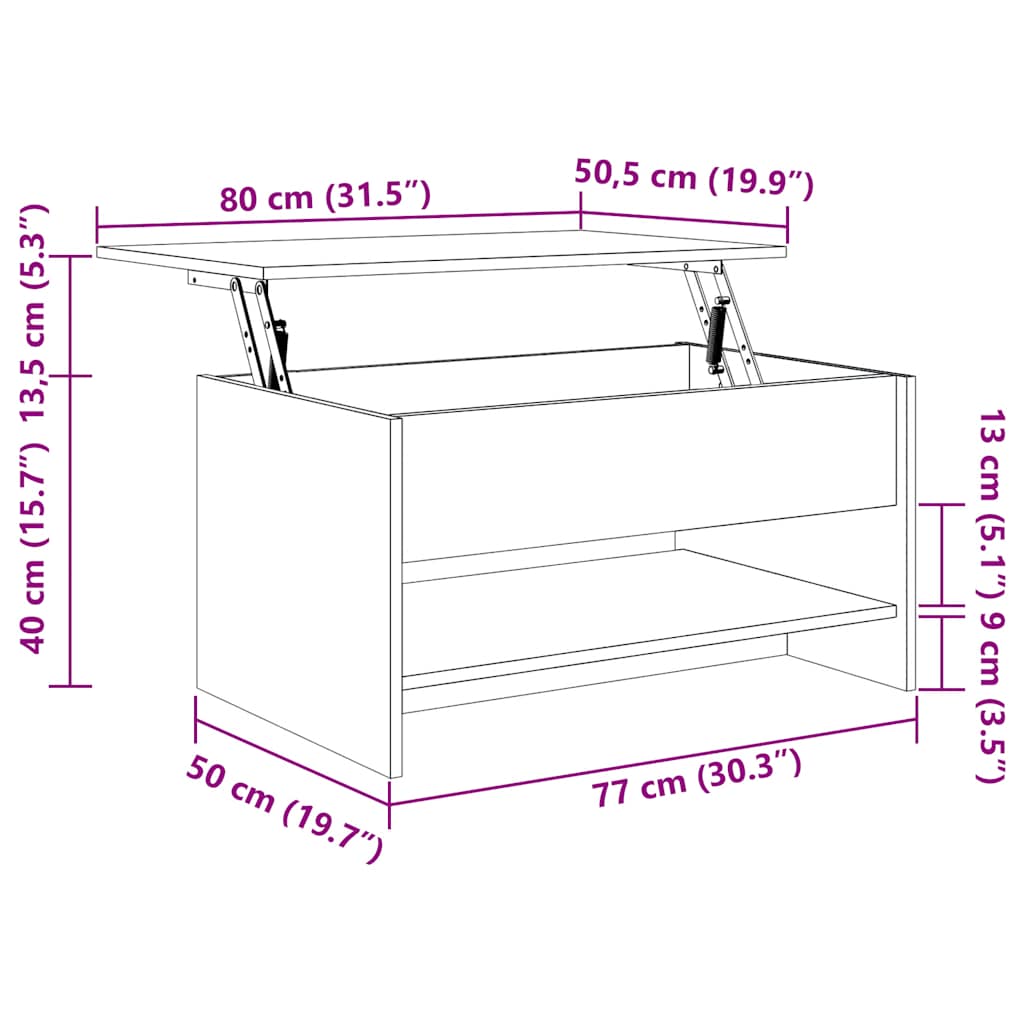 Tavolino da Salotto Grigio Sonoma 80x50x40 cm Legno Multistrato | homemem39