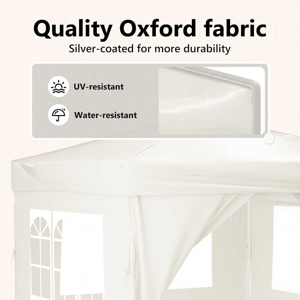 Tenda per Feste Pieghevole con Pareti Laterali Crema 3x3 m | homemem39