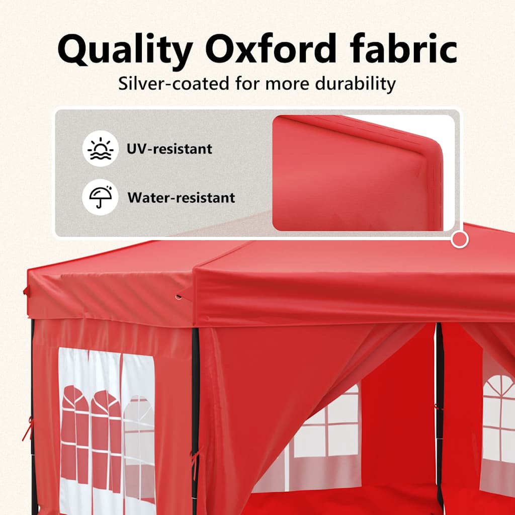 Tenda per Feste Pieghevole con Pareti Laterali Rosso 3x3 m | homemem39